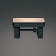A AI-generated app icon of a weight bench in dark grey , blue violet , berry , light sea green color scheme