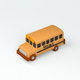 A AI-generated app icon of a school bus in pale yellow color and pale pink color and light blue color and green color color scheme