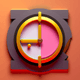An app icon of a clock with light coral and golden yellow and jet black scheme color