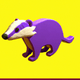 A AI-generated app icon of a Badger in ivory , mauve , bright yellow , indigo color scheme