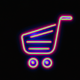 A AI-generated app icon of a minimalist shopping cart in yellow color and olive color and nickel grey color and powder blue color color scheme