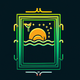 A AI-generated app icon of a frame of sunny beach in  color scheme