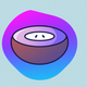 A AI-generated app icon of a kiwi in light purple color and dark pink color and gray color and dark blue color color scheme