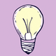 A AI-generated app icon of a lightbulb in lavender , teal , dark magenta , snow color scheme