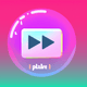 A AI-generated app icon of a play pause  in ghost white , very peri , lemon chiffon , whitesmoke color scheme