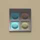 A AI-generated app icon of an eyeshadow palette in mint , mint cream , ivory , cognac color scheme
