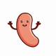 A AI-generated app icon of a cute sausage in seafoam green , burgundy , emerald green , gray color scheme