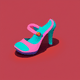 A AI-generated app icon of a high heel in coral , burnt orange , dark turquoise color scheme