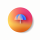 A AI-generated app icon of a beach umbrella in  color scheme