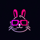 A AI-generated app icon of a rabbit in deep pink , peach , jet black , tan color scheme