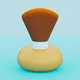 A AI-generated app icon of a Powder Brush in yellow , chestnut , mint cream , pastel blue color scheme
