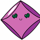 A AI-generated app icon of a rhombus shape in mauve , light grey , light salmon , rose red color scheme