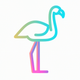 A AI-generated app icon of a flamingo in purple and blue color scheme