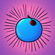 A AI-generated app icon of a plum in midnight blue , neon blue color scheme
