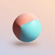 An app icon of  an image of a ball with tan and dark turquoise and salmon and rosewater scheme color