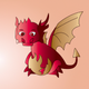 A AI-generated app icon of a cute, cartoon-style dragon in beige color and old rose color and burnt sienna color and magenta color color scheme