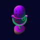 A AI-generated app icon of a microphone in kelly green , cinnabar , dark purple , mauve color scheme