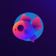 A AI-generated app icon of a cute fish in colorful color scheme