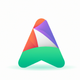 A AI-generated app icon of a letter a in bluish purple color and green color and deep orange color and bright green color color scheme