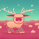 A AI-generated app icon of an ox in light salmon , pale violet red color scheme