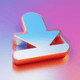 A AI-generated app icon of an arrow uturn down  in sky blue , peach , whitesmoke , plum color scheme
