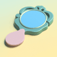 A AI-generated app icon of a hand mirror in pastel blue , celadon , violet , light sky blue color scheme