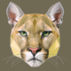 A AI-generated app icon of Cougar in charcoal , yellow green , chambray , champagne color scheme