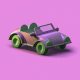 An app icon of  an image of a car with Dark Olive Green and Magenta and Lavender scheme color