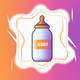 An app icon of  an image of a bottle of baby milk with apricot and army green and lily and honey dew scheme color