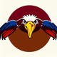 A AI-generated app icon of a bald eagle in maroon , tomato color scheme