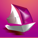 A majestic sailing ship with red sails  app icon - ai app icon generator - app icon aesthetic - app icons