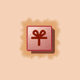 A AI-generated app icon of a gift in beige , rosy brown , rose , oatmeal color scheme