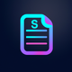 A AI-generated app icon of a legal document in crimson color and sky blue color and unmellow yellow color and ivory color color scheme