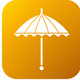 A AI-generated app icon of a beach umbrella in  color scheme