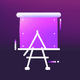 A AI-generated app icon of a flipchart in saddle brown , lilac , black , medium slate blue color scheme