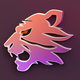 A AI-generated app icon of a fierce tiger in profile  in orchid color and scarlet color and burnt sienna color and scarlet color color scheme