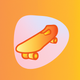 A AI-generated app icon of a skate blade in yellow color and yellow-orange color and apricot color and yellow-orange color color scheme