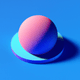 A AI-generated app icon of the Nepture planet in crimson , dark blue , baby blue color scheme