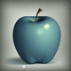 A AI-generated app icon of an apple in blue grey , antique white color scheme