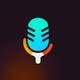 A AI-generated app icon of a stylized microphone  in ochre color and orange color and silver color and mustard yellow color color scheme