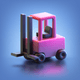A AI-generated app icon of a forklift in pink , dark magenta , dark red , deep sky blue color scheme