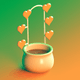 A AI-generated app icon of potted String of Hearts in yellow orange , whitesmoke , mint green , cognac color scheme