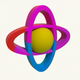 A AI-generated app icon of an atomic energy in physical color color scheme