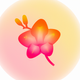A AI-generated app icon of a freesia flower in hot pink color and light purple color and pinkish red color and light brown color color scheme