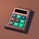 A AI-generated app icon of a calculator in dark cyan , honeysuckle , burgundy , tan color scheme