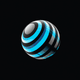 A AI-generated app icon of a ball in blue grey , midnight blue , slate grey , alice blue color scheme