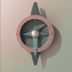 A AI-generated app icon of a compass in peach puff , gunmetal grey , slate , forest green color scheme