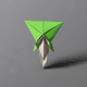 A AI-generated app icon of an origami ninja dart in melon , nude , dark sea green color scheme