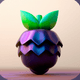 A AI-generated app icon of a boysenberry in dark purple , violet , cream , watermelon color scheme