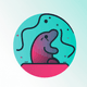 An app icon of  an image of a Mole with dark cyan and rose and rosy brown and mint scheme color